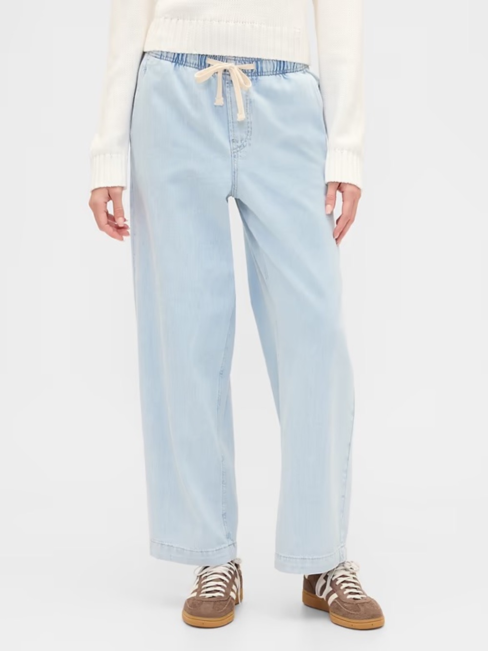 GAP Factory Light Blue Wide-Leg Drawstring Jeans, Size Medium Long NWT